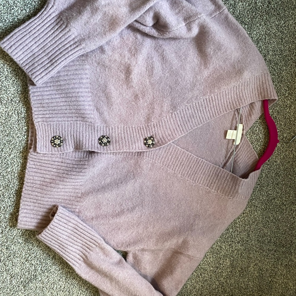 H&M lilac cardigan with rhinestone buttons oversized fit (S) - Picture 11 of 13